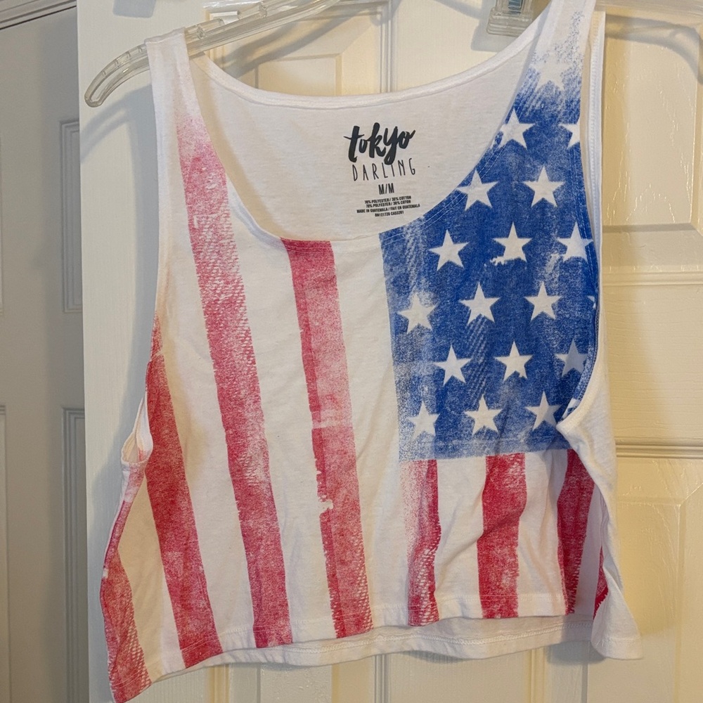 Tokyo Darling Stars and Stripes Crop Top - Red, White, Blue